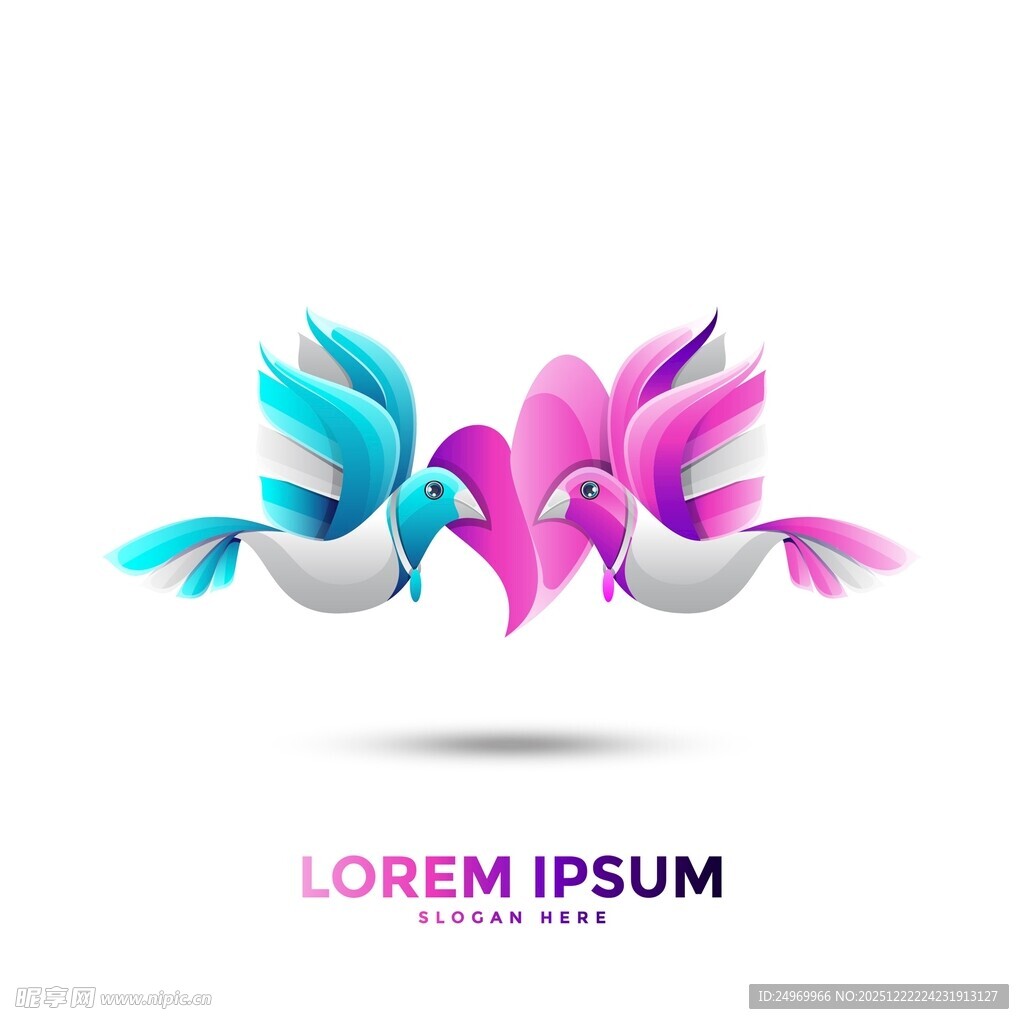 双鸟相依标志设计