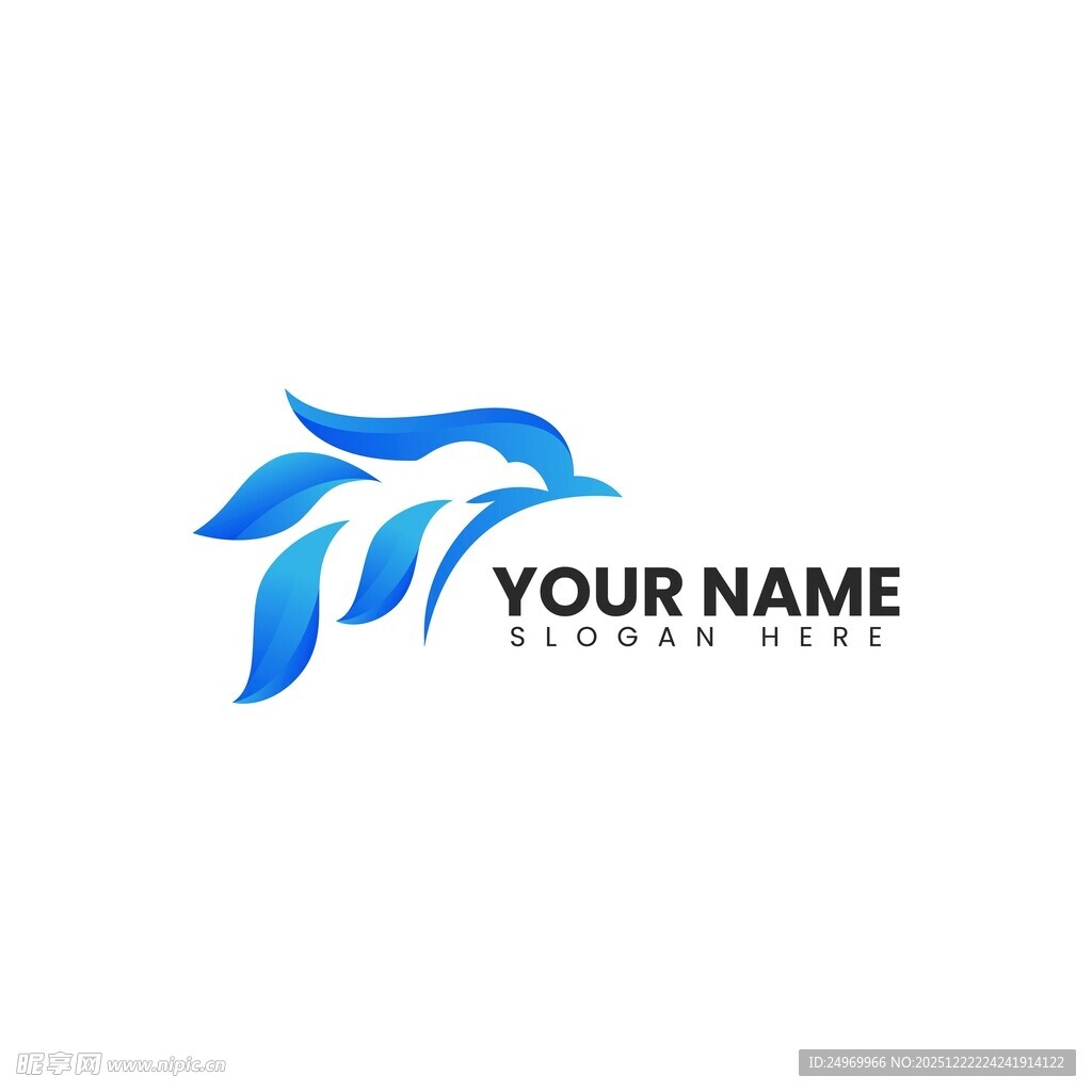 蓝色飞鸟风格企业标志设计
