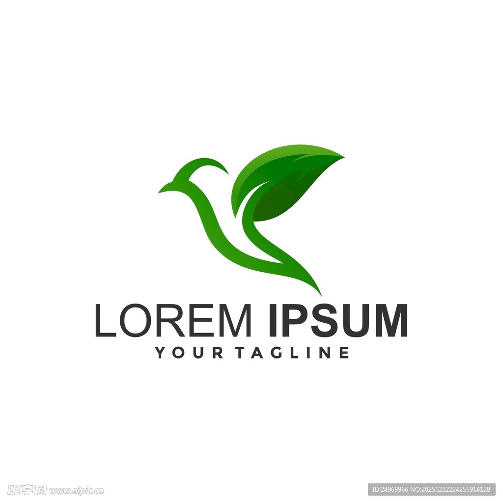 绿叶飞鸟标志设计