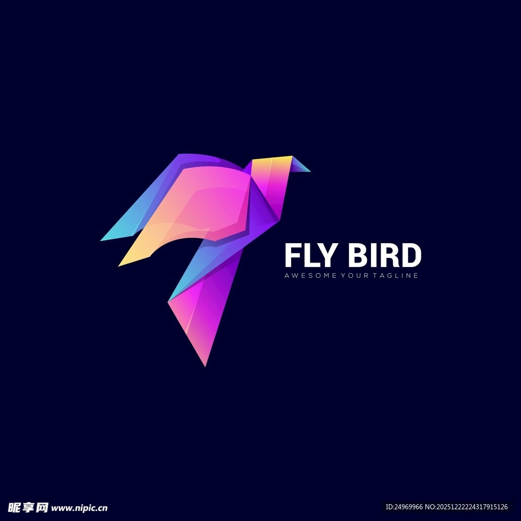 彩色飞鸟标志设计