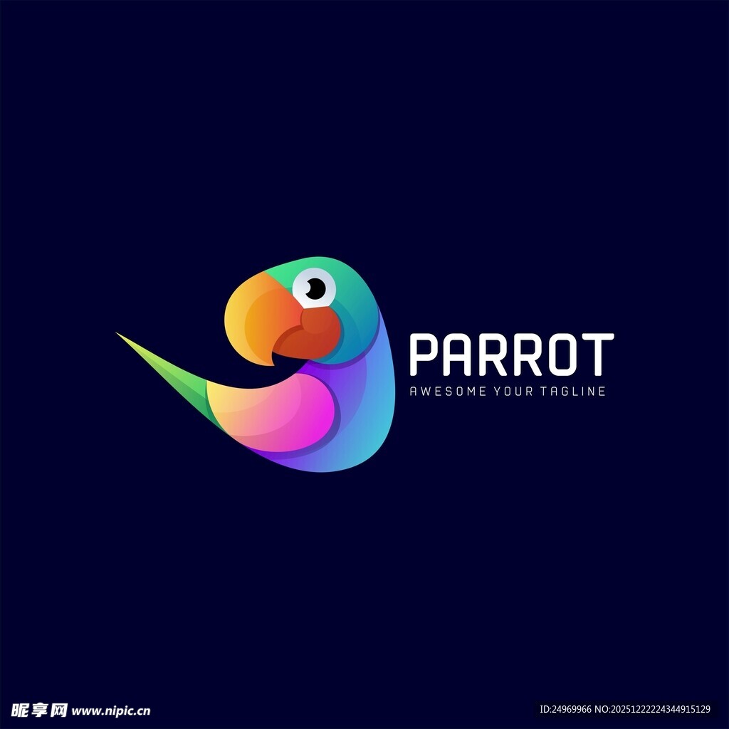 多彩鹦鹉标志设计