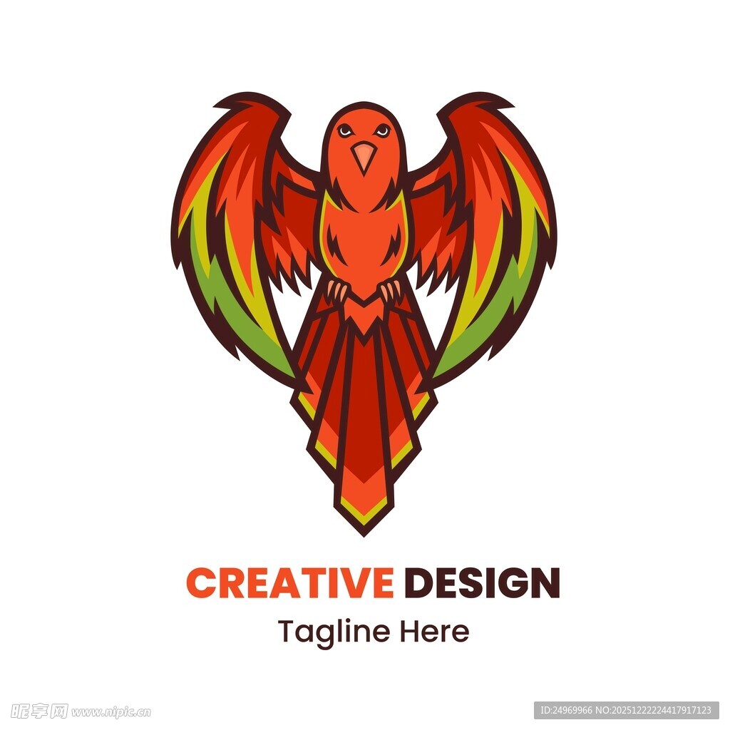 彩色凤凰创意标志设计