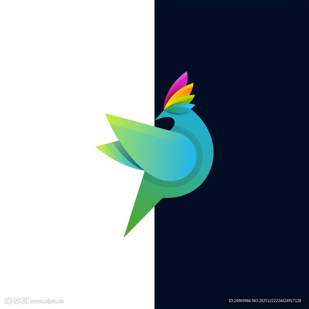 多彩飞鸟图标设计