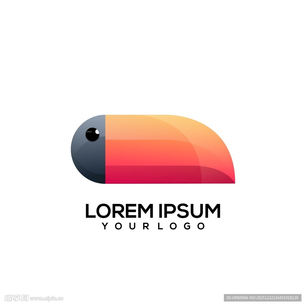 多彩渐变鸟形标志设计