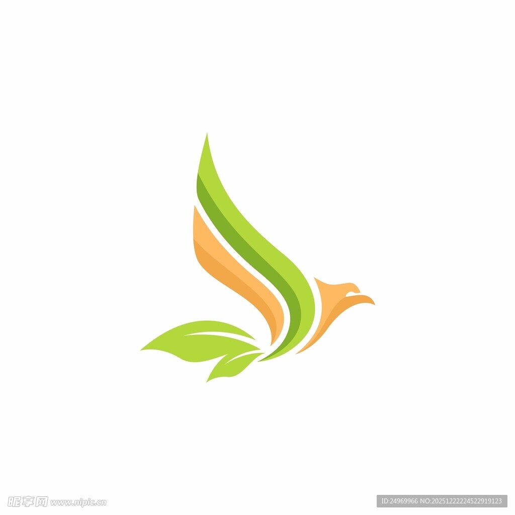 飞鸟绿叶标志设计