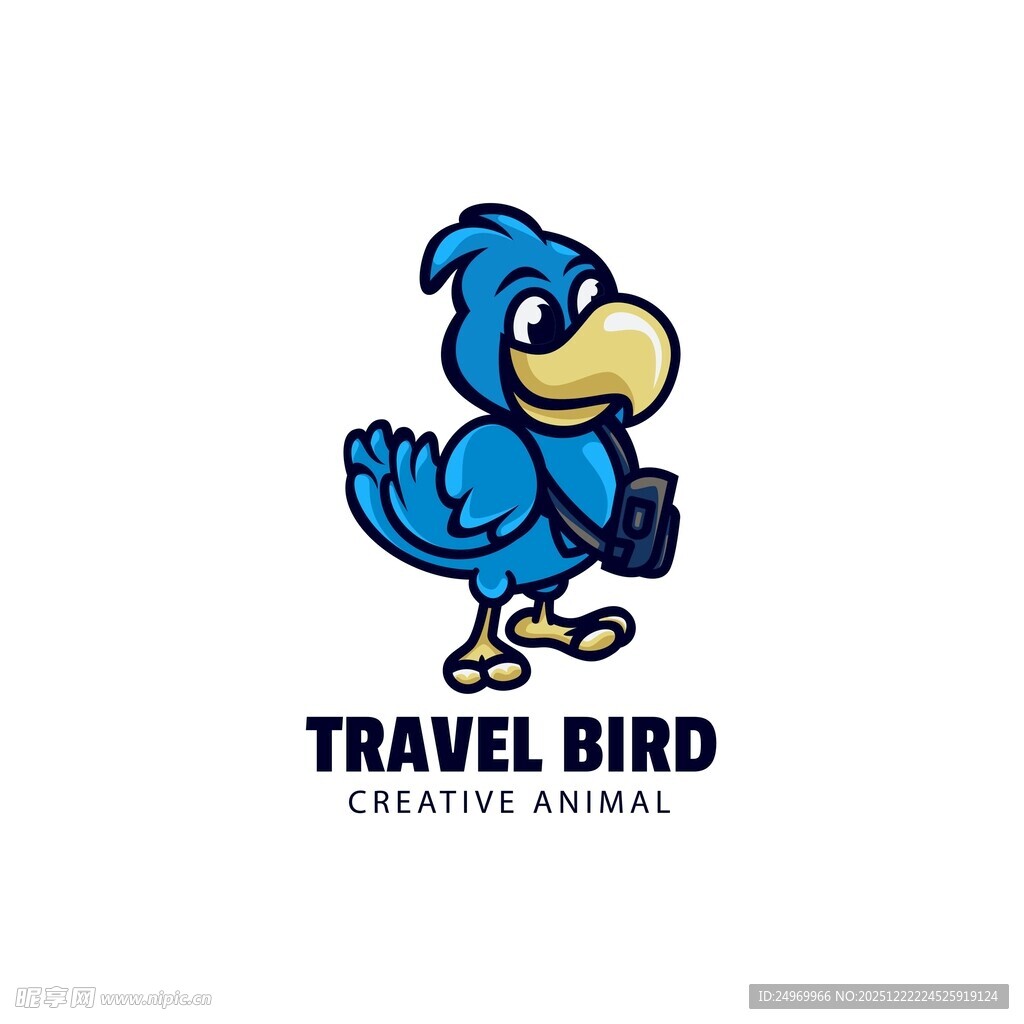 旅行蓝鹦鹉标志设计