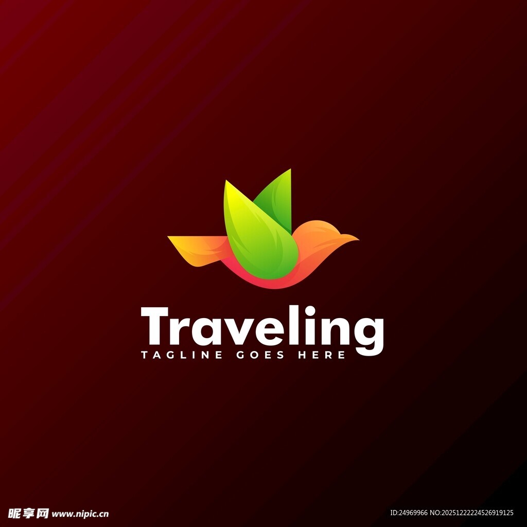 旅行主题创意飞鸟标志