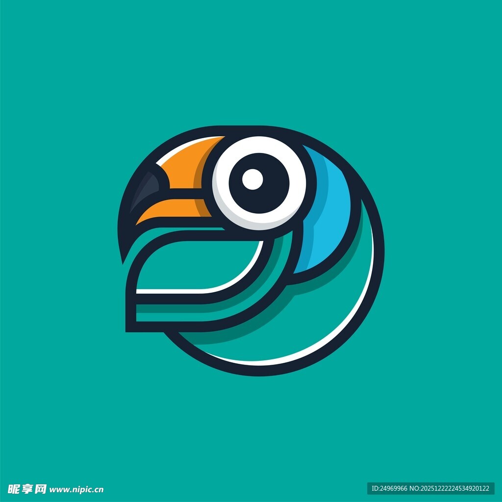 鹦鹉风格简约标志设计