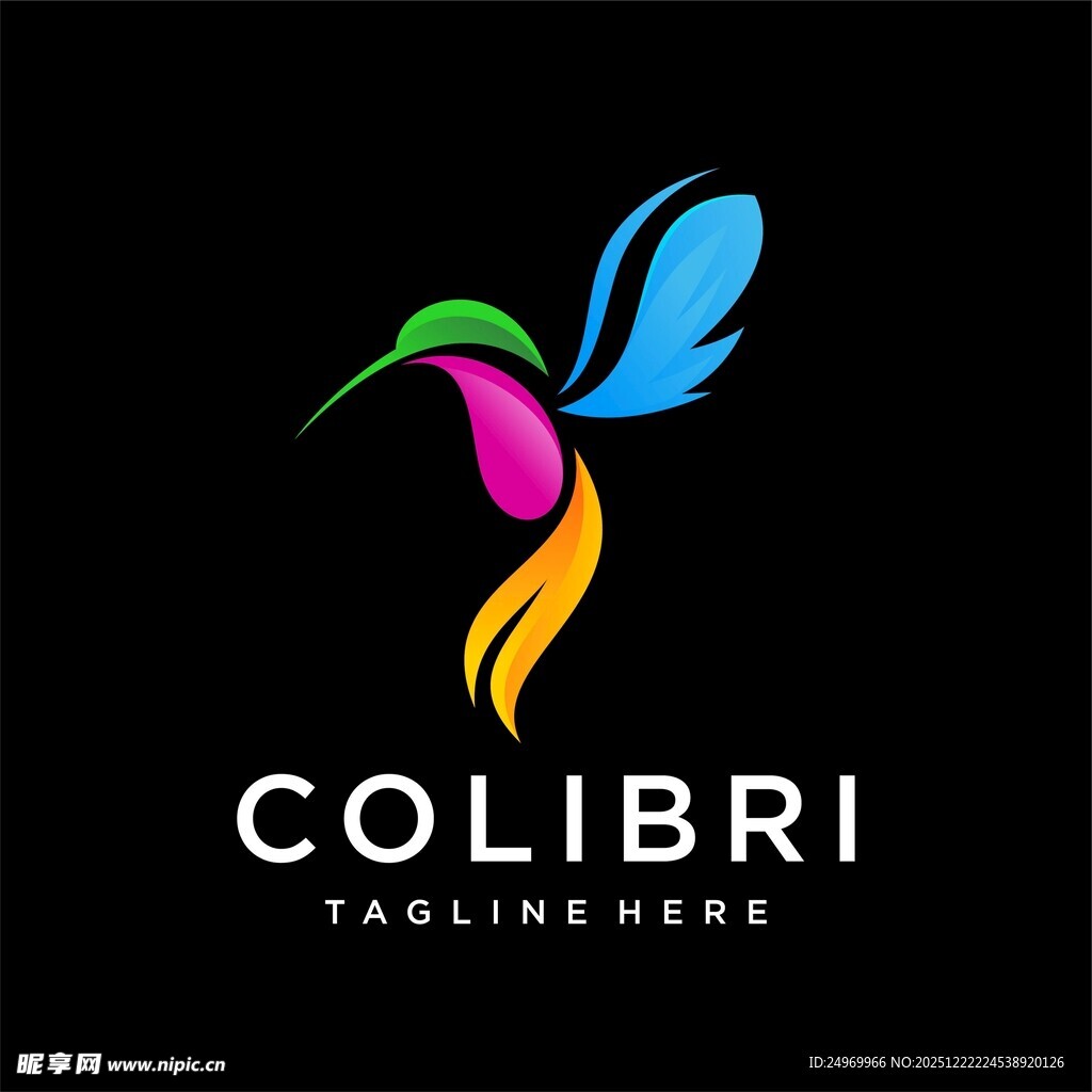 多彩蜂鸟标志设计