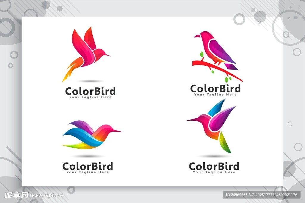 多彩飞鸟标志设计示例
