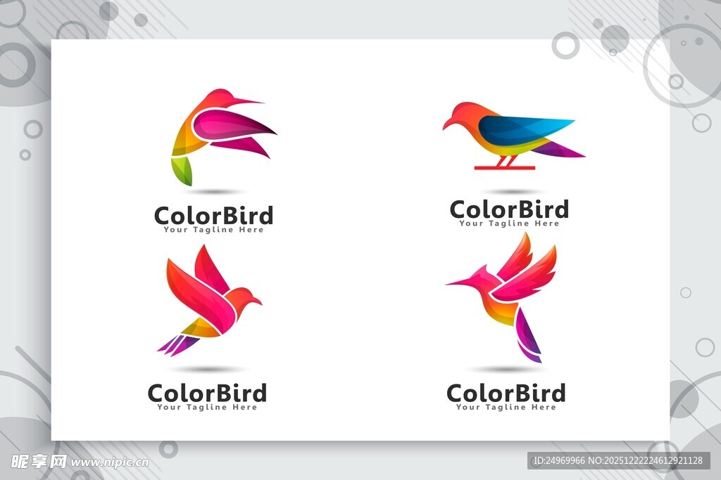 多彩飞鸟标志设计