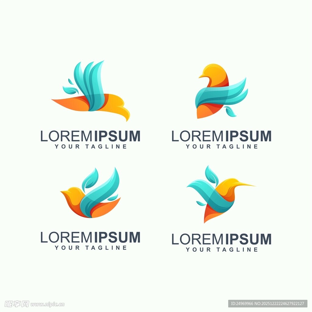 多彩飞鸟标志设计