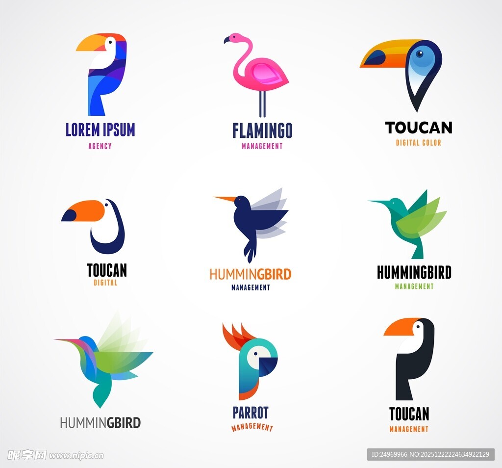 多彩鸟类标志设计集合