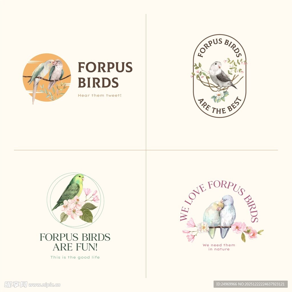 可爱动物花卉品牌标志设计