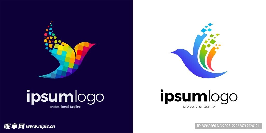 多彩飞鸟创意logo设计