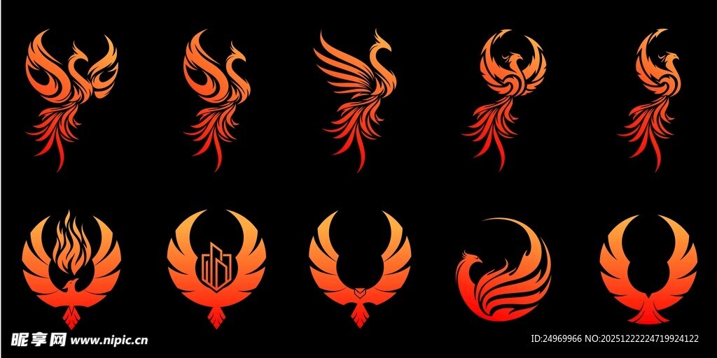 火焰凤凰图案设计元素