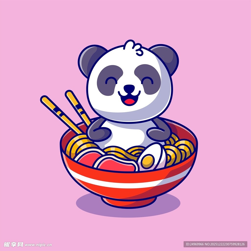 熊猫开心吃面条
