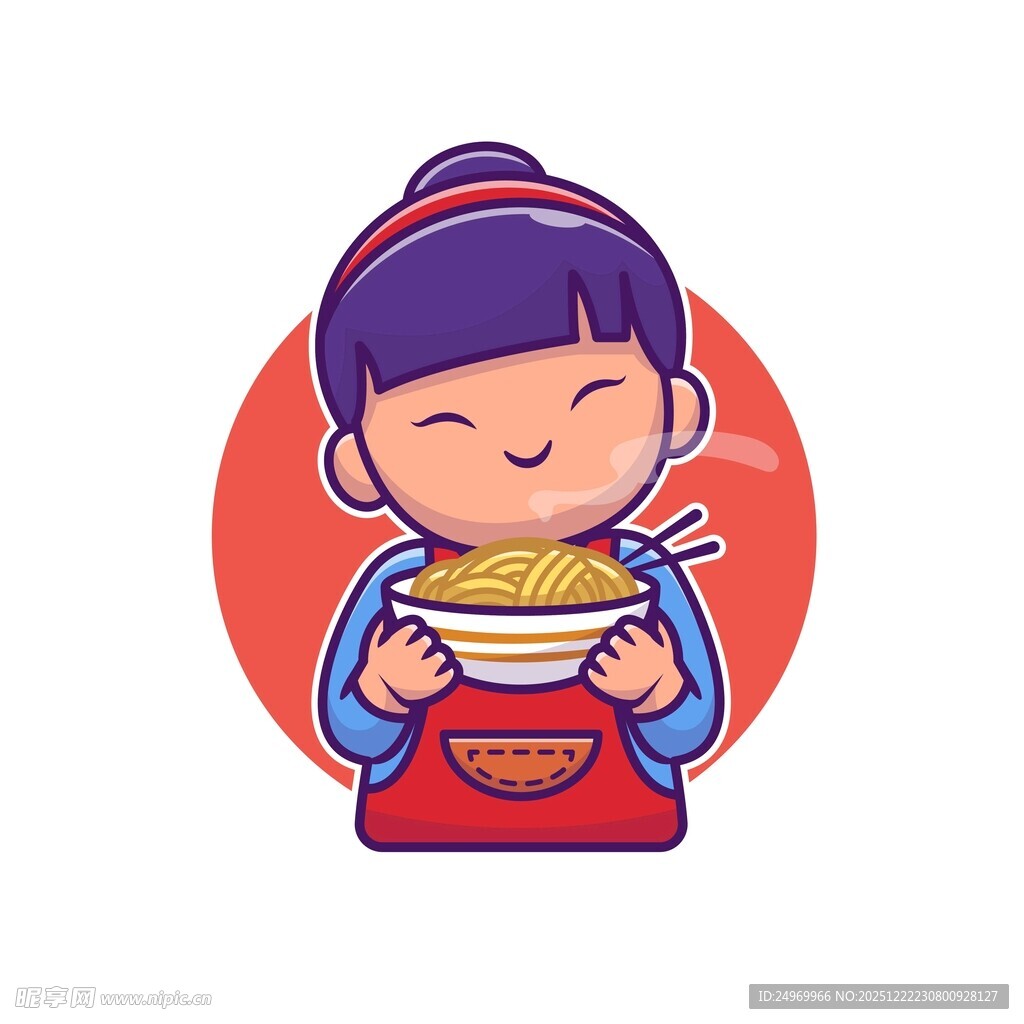 可爱女孩开心捧碗吃饭