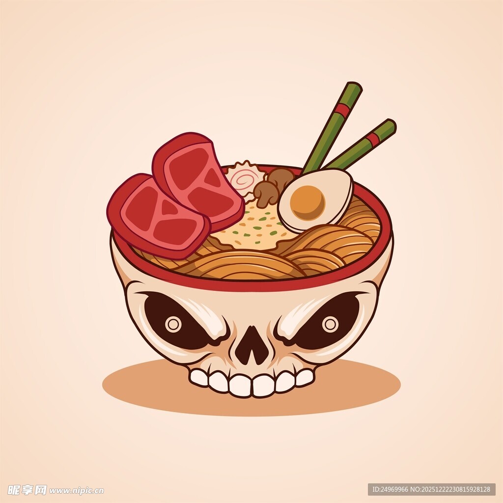骷髅碗装的美味拉面