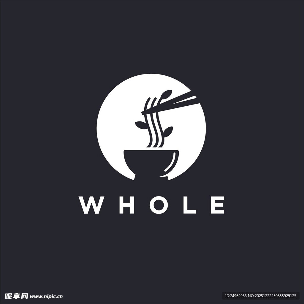 简约圆形餐具标志设计