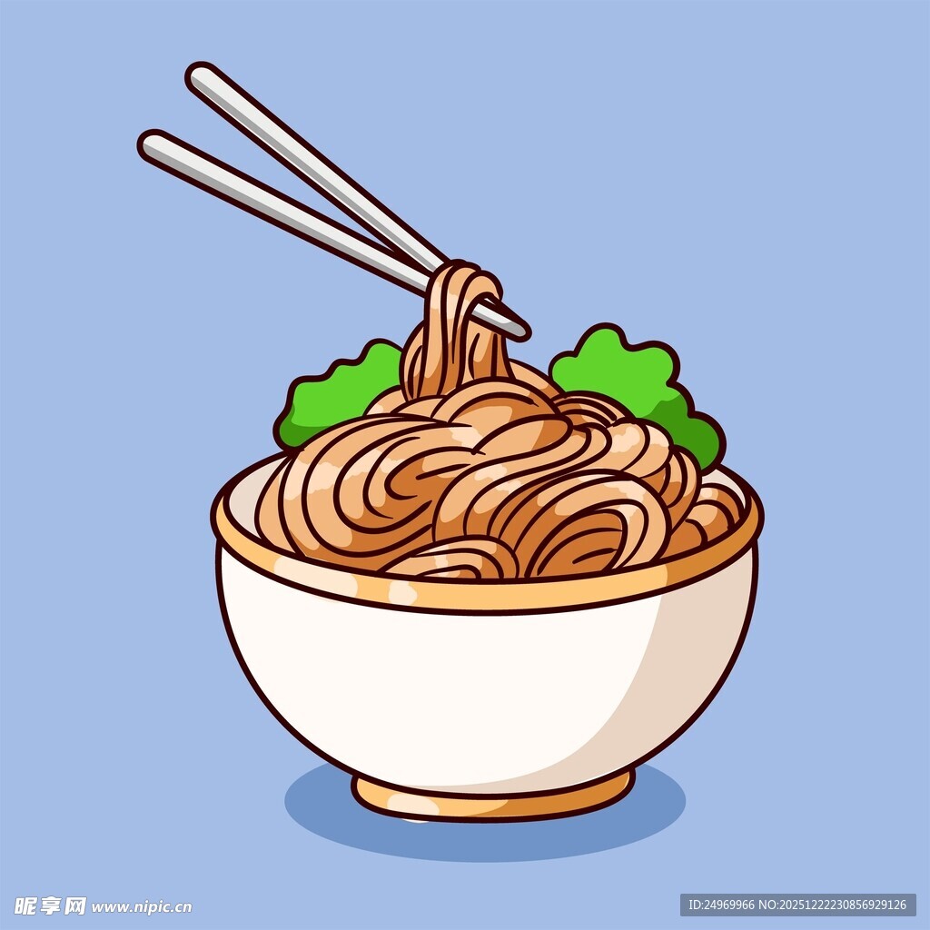 一碗美味面条插画
