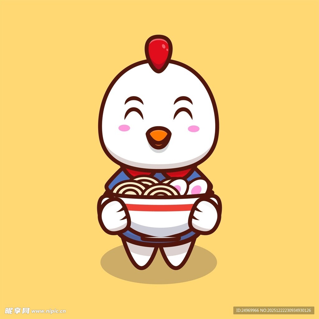 卡通小鸡开心端面条