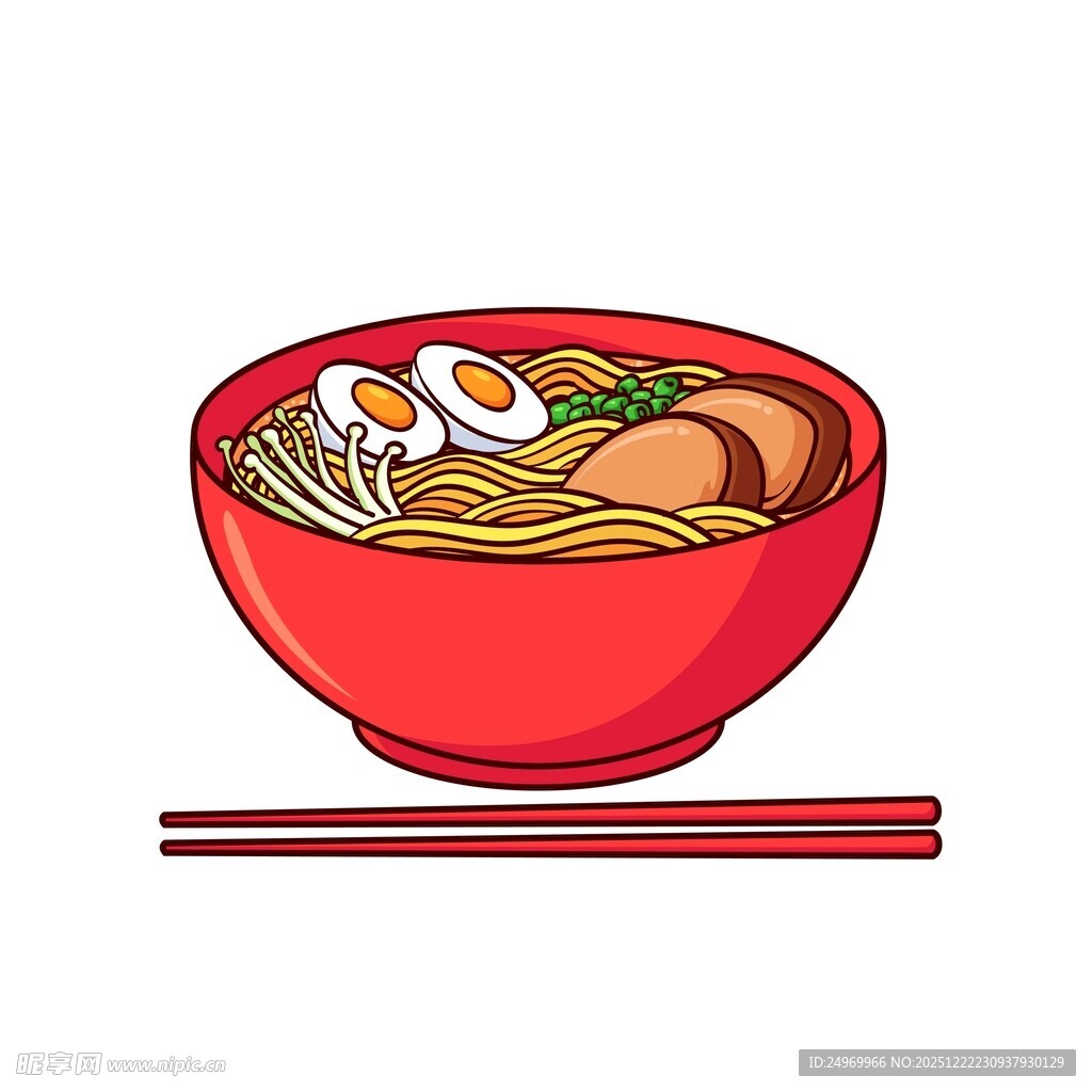 红色碗装美味拉面