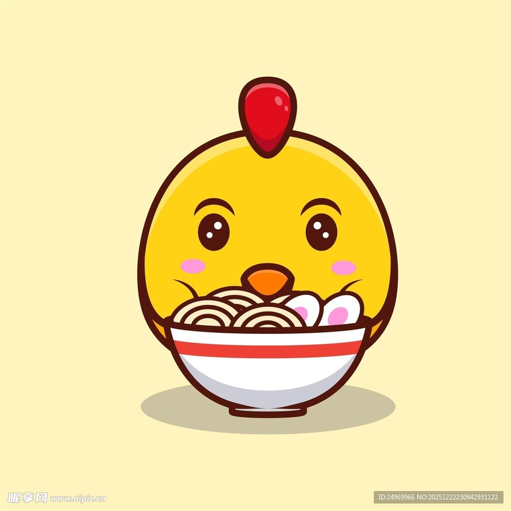 小鸡开心吃面条