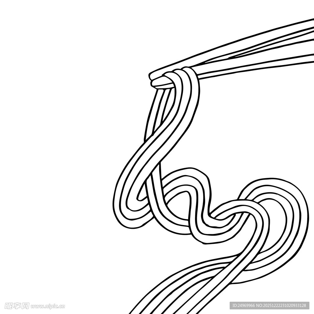 筷子夹起的弯曲面条