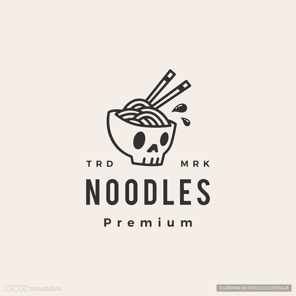 骷髅碗面条标志设计
