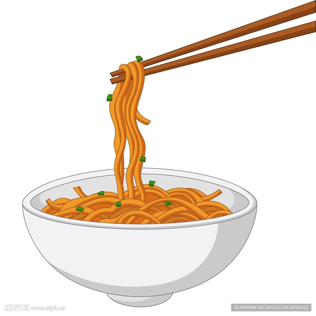 筷子夹起碗中美味面条