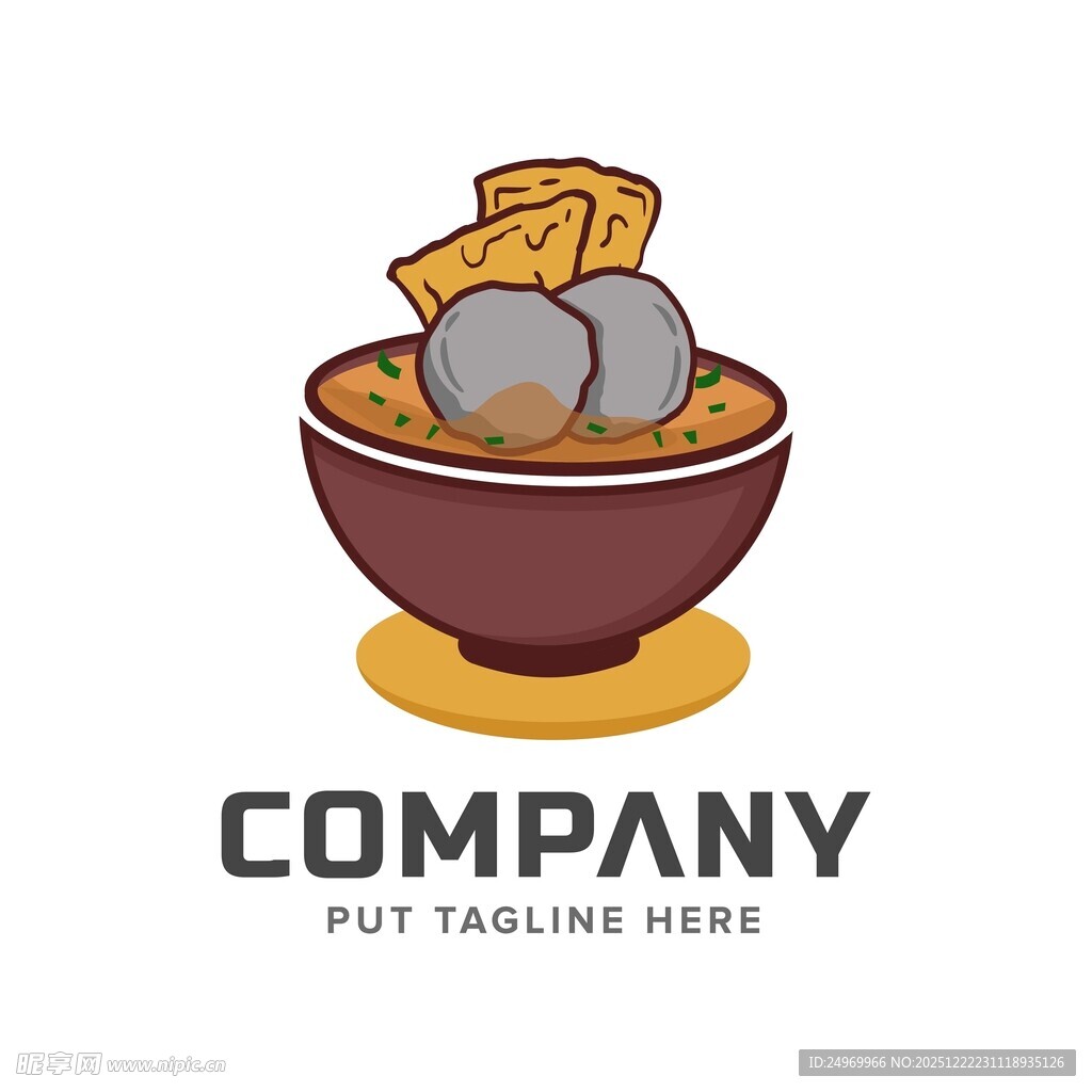 卡通风格美食碗形公司标志