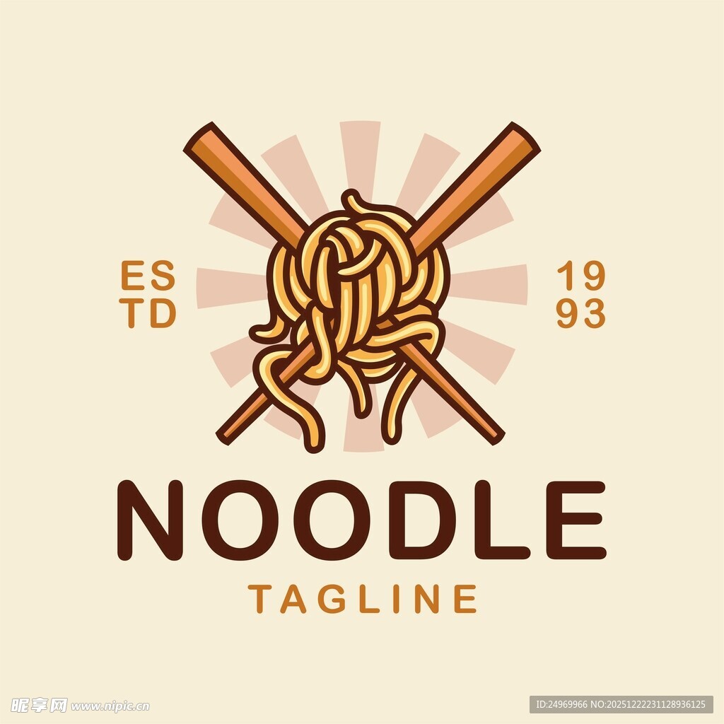 复古风面条主题标志设计