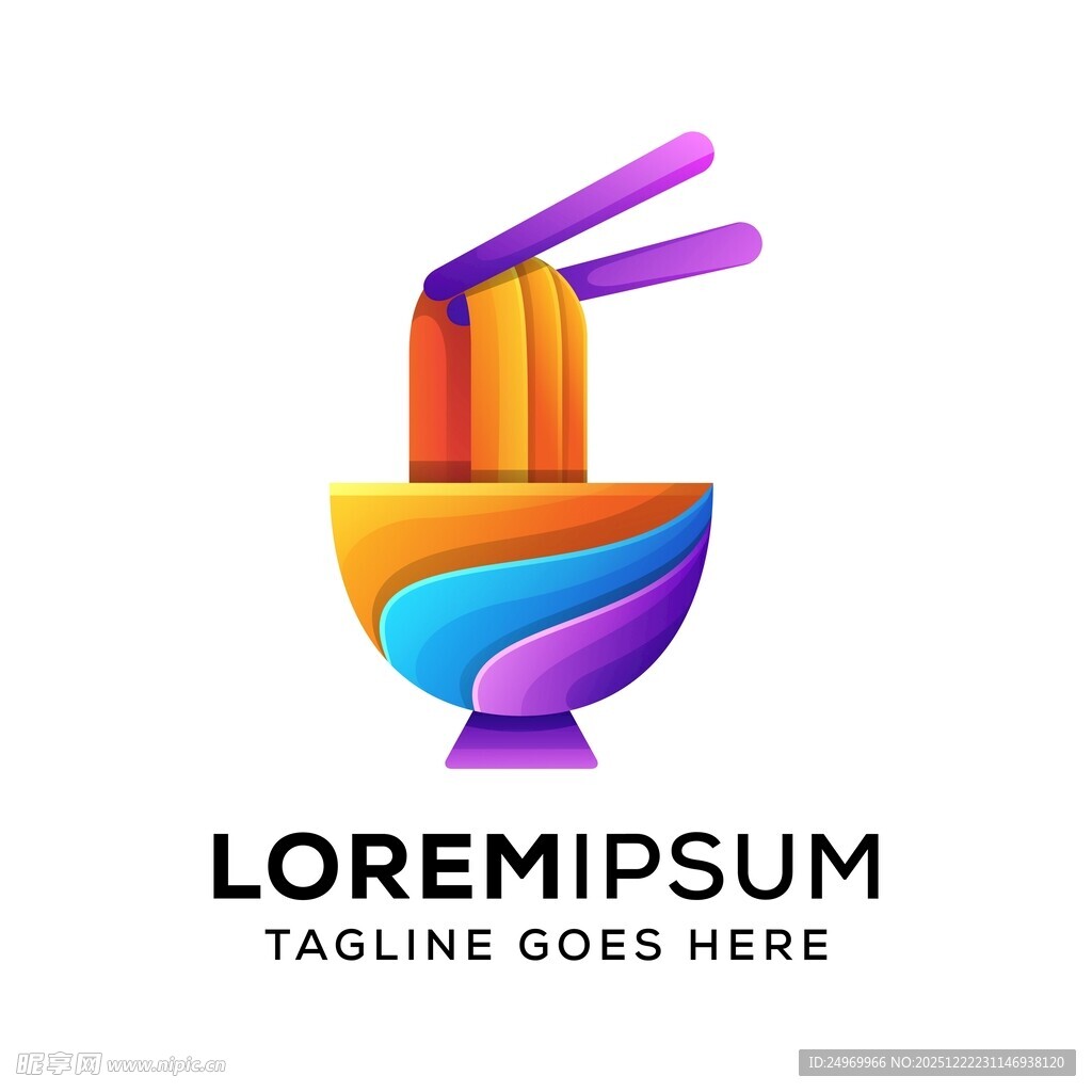 多彩面条碗标志设计