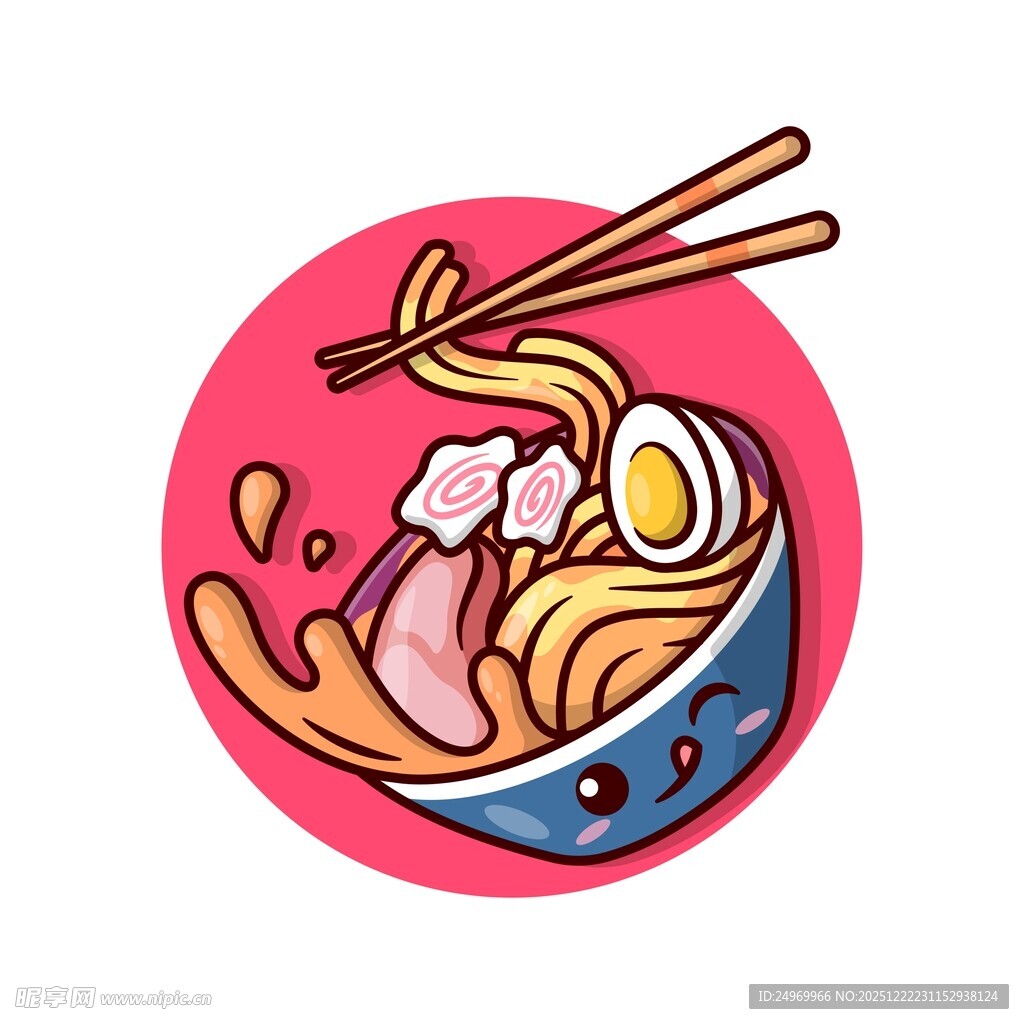 卡通风格美味拉面插画