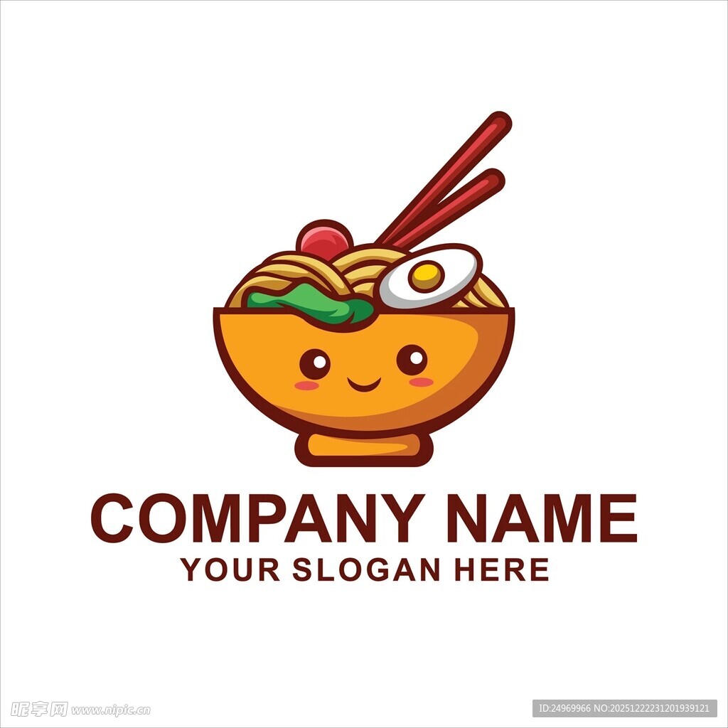 可爱卡通拉面标志设计
