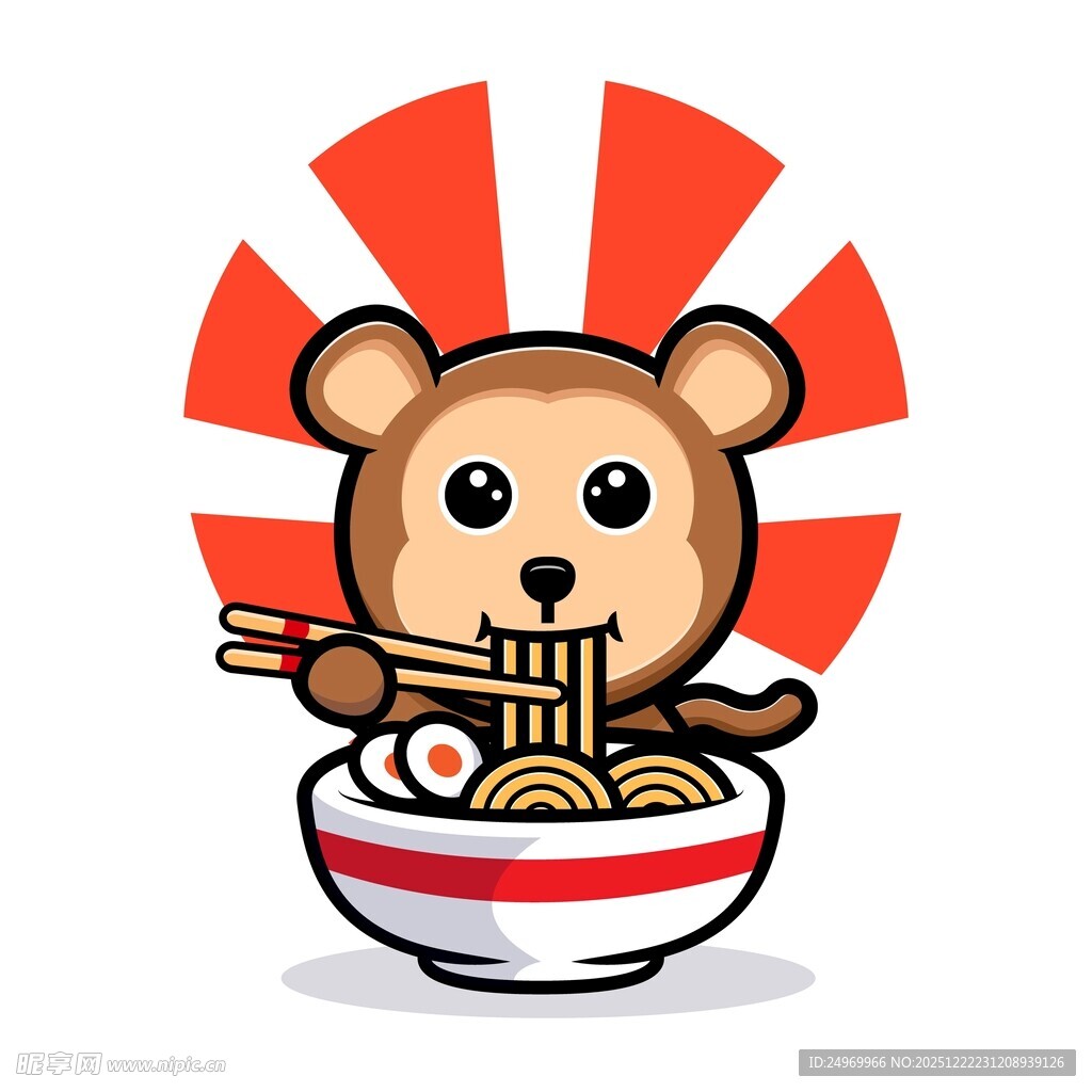 小熊享用美味拉面