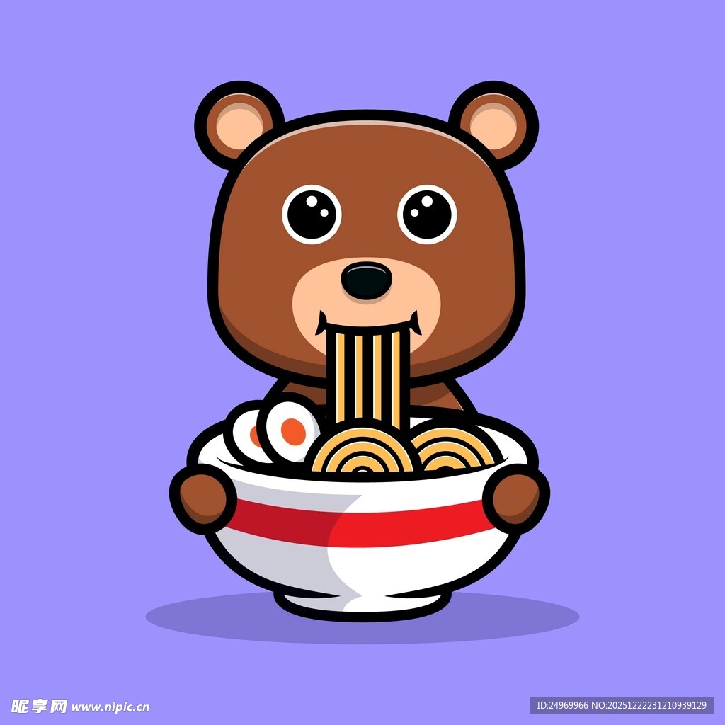 小熊开心吃面条