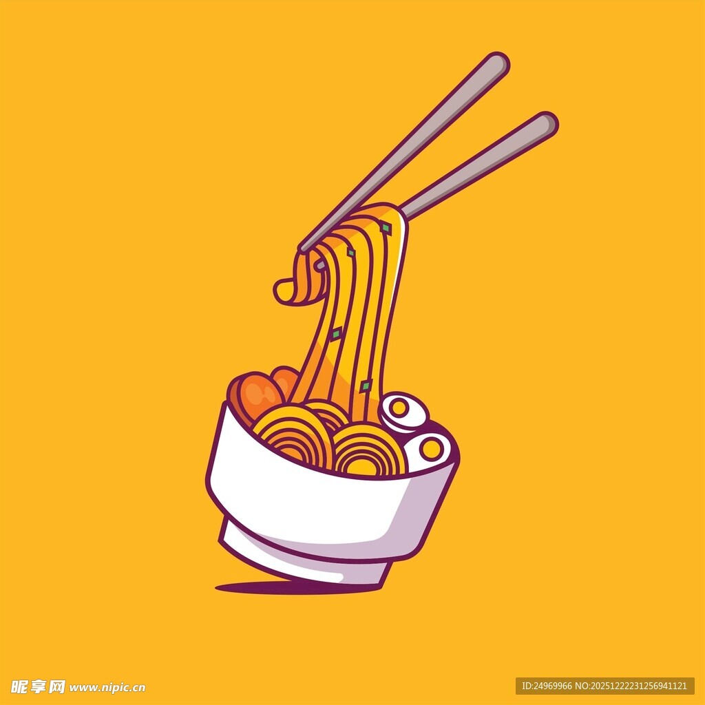 筷子夹起的美味面条