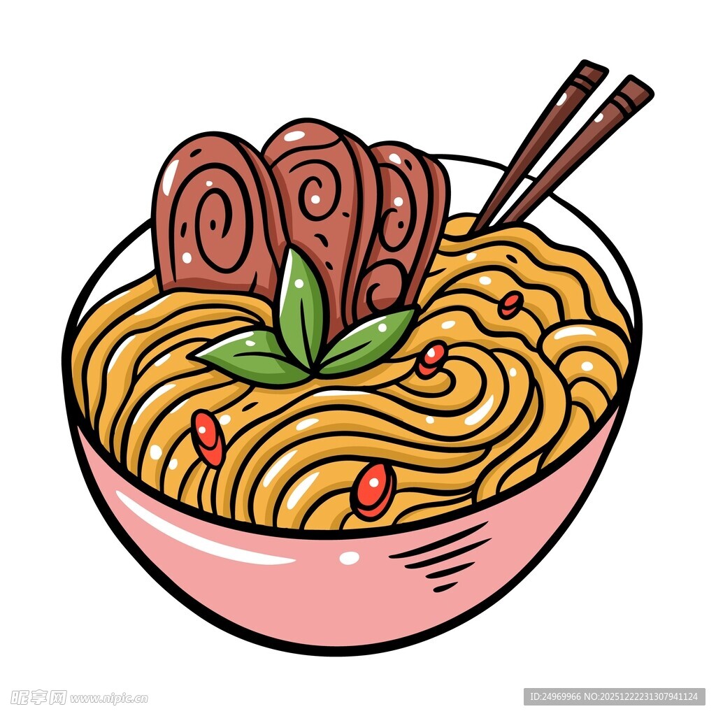 美味牛肉拉面插画