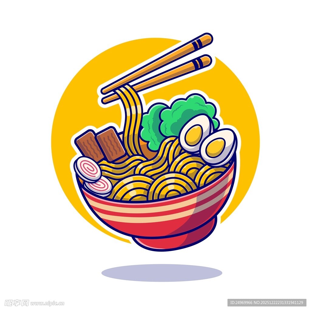 卡通风格美味拉面插画