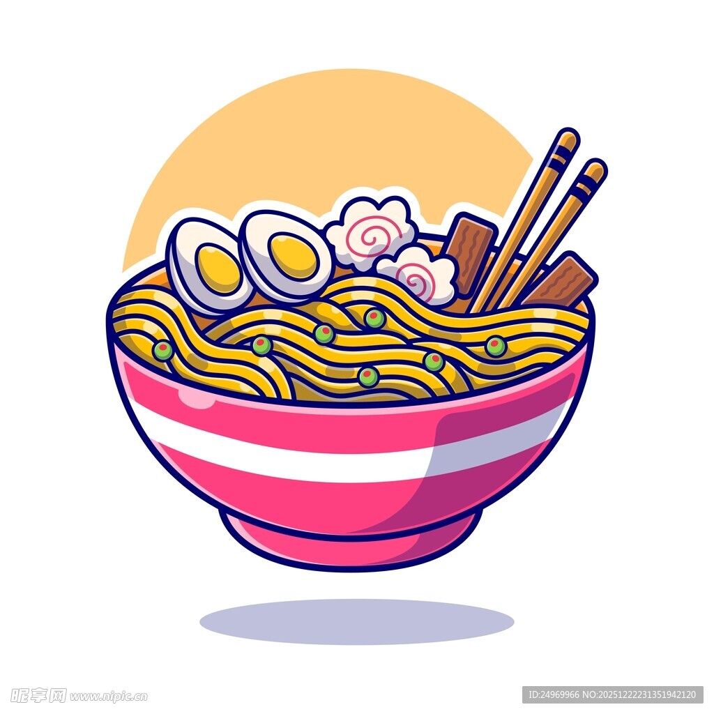 卡通风格美味拉面插画