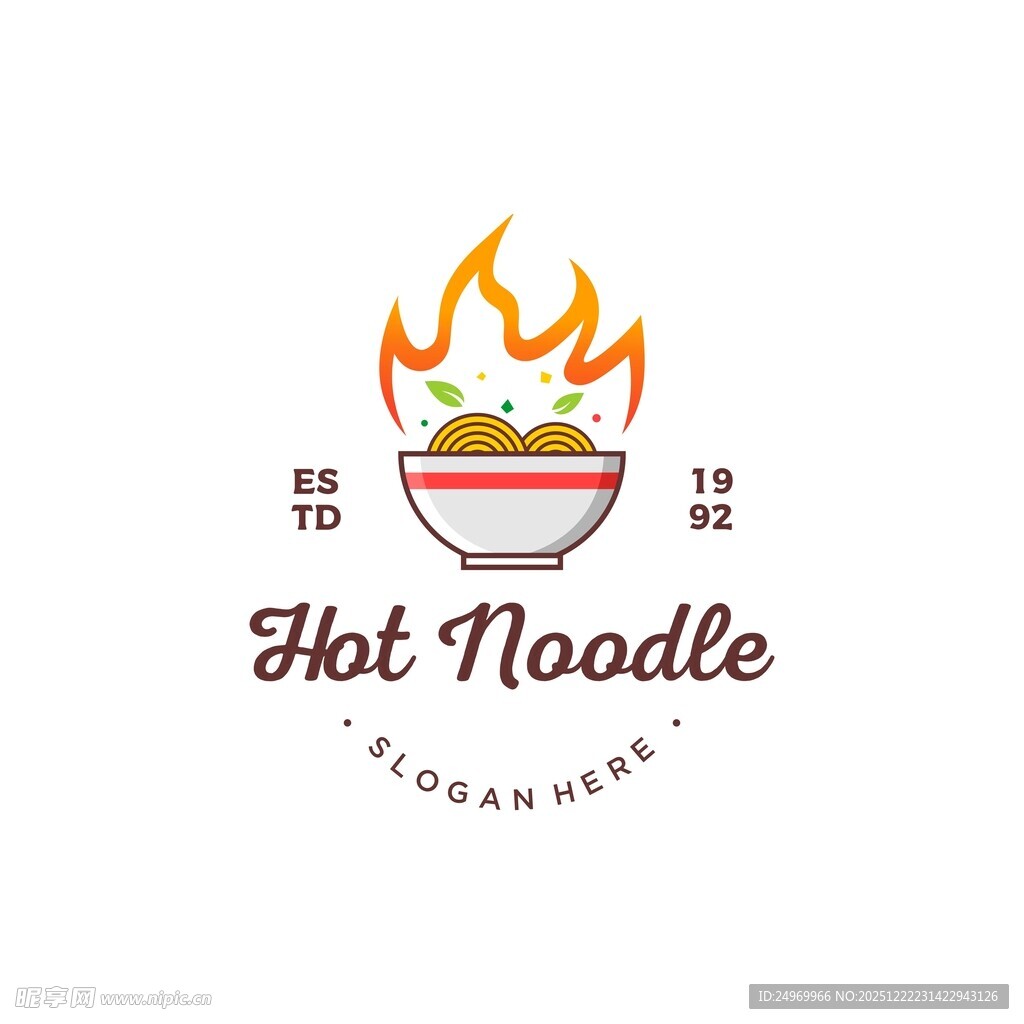 热辣面条标志设计