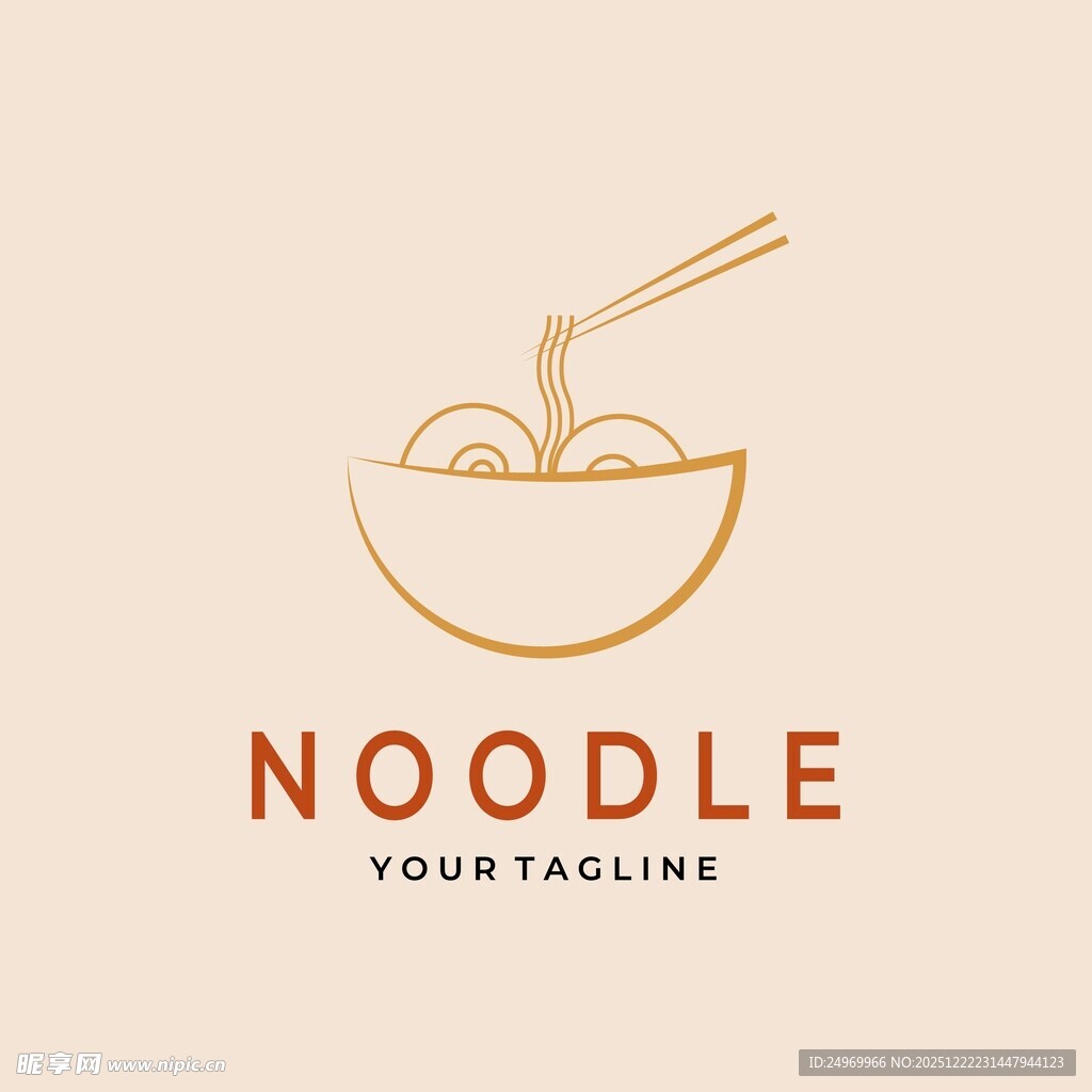简约风面条美食标志设计