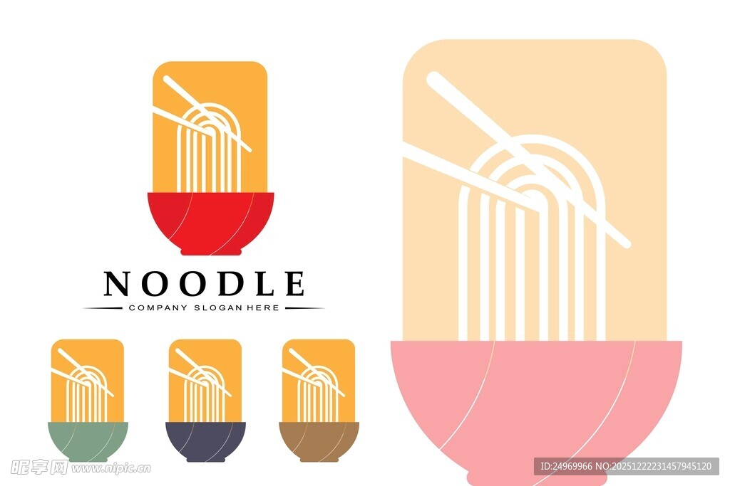 创意面条主题图标设计