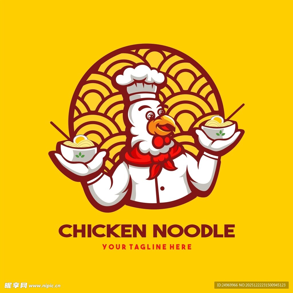 卡通鸡肉面馆标志设计