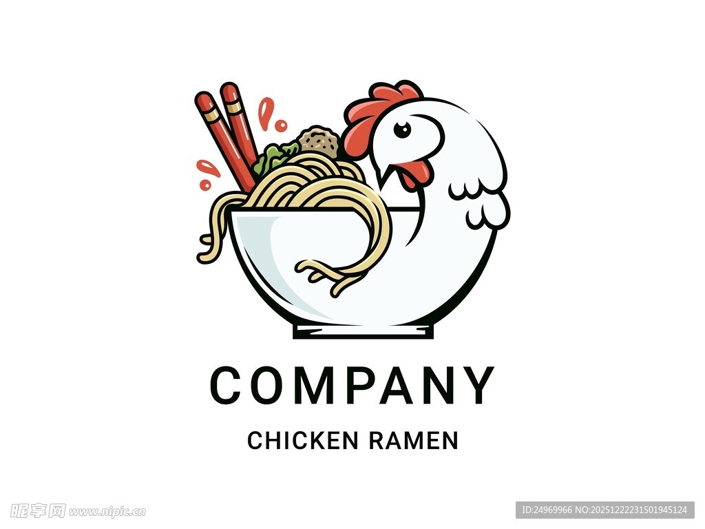 卡通鸡肉拉面公司标志