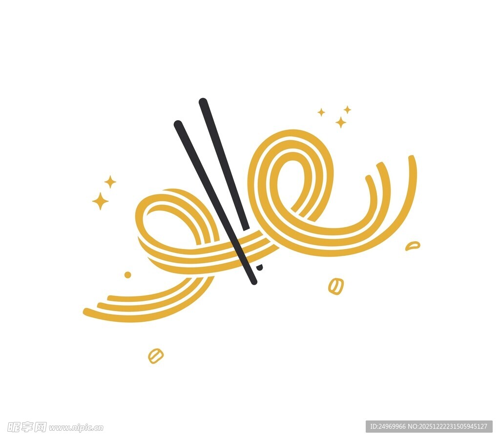 筷子缠绕的面条图案