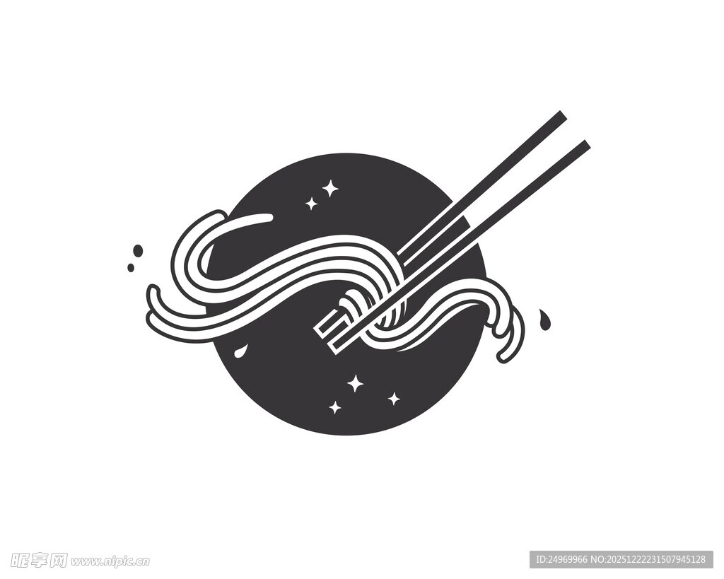 简约风面条与筷子图标