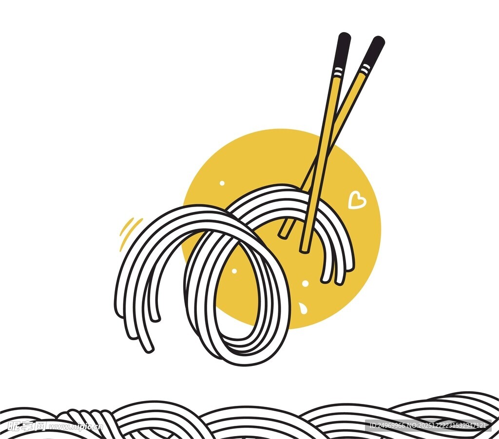 手绘日式拉面插画